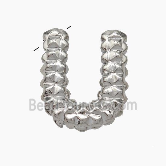 Copper Letter-U Pendant Platinum Plated