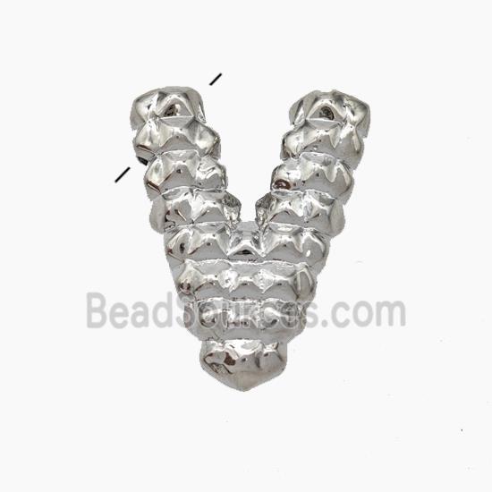 Copper Letter-V Pendant Platinum Plated