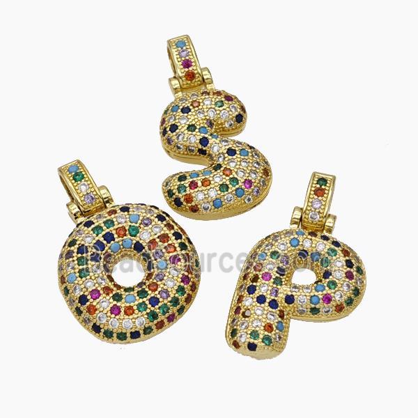 Copper Alphabet Pendant Micropave Zirconia Mixed Letters Gold Plated
