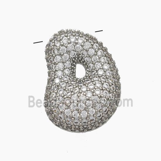 Copper Letter-D Pendant Pave Zirconia Platinum Plated