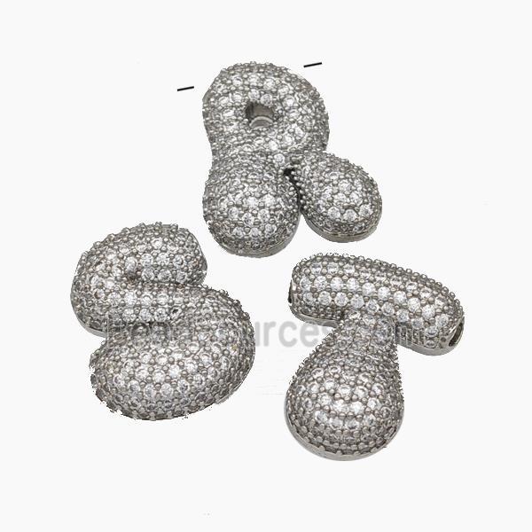 Copper Alphabet Pendant Pave Zirconia Mixd Letters Platinum Plated