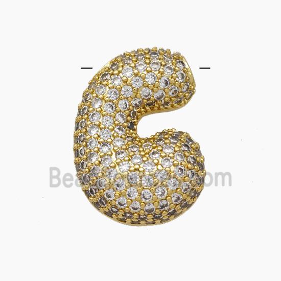 Copper Letter-C Pendant Pave Zirconia Gold Plated
