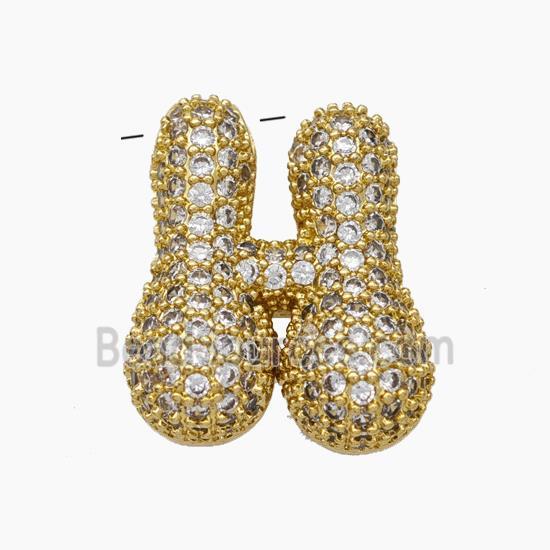 Copper Letter-H Pendant Pave Zirconia Gold Plated