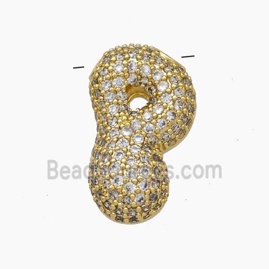 Copper Letter-P Pendant Pave Zirconia Gold Plated