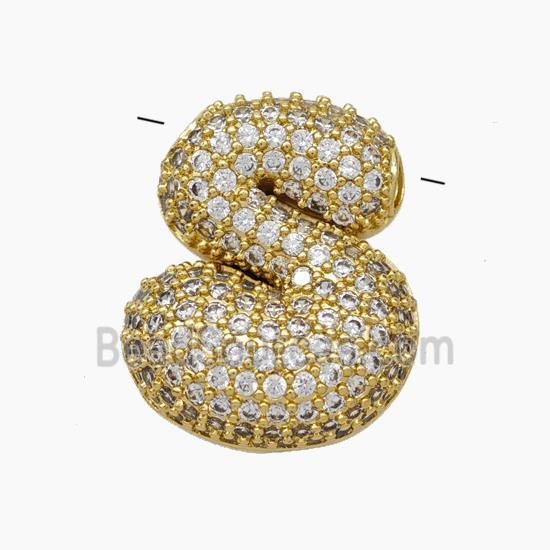 Copper Letter-S Pendant Pave Zirconia Gold Plated