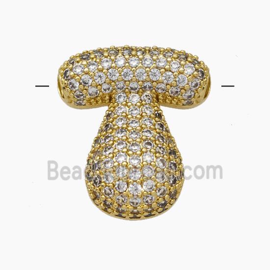 Copper Letter-T Pendant Pave Zirconia Gold Plated