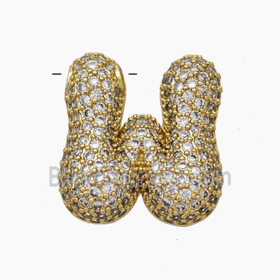 Copper Letter-W Pendant Pave Zirconia Gold Plated