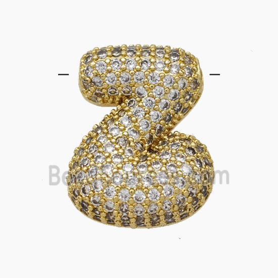 Copper Letter-Z Pendant Pave Zirconia Gold Plated