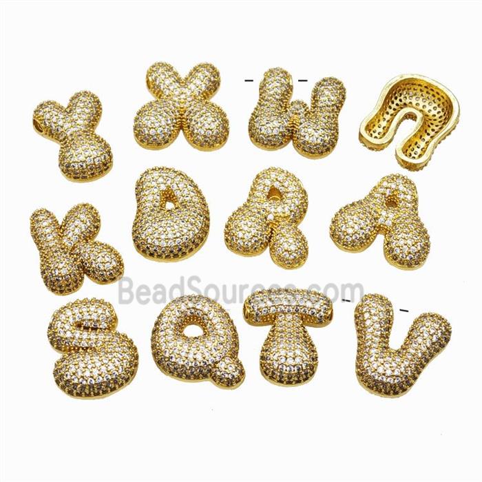 Copper Alphabet Pendant Pave Zirconia Mixed Letters Gold Plated