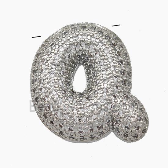 Copper Letter-Q Pendant Pave Zirconia Platinum Plated