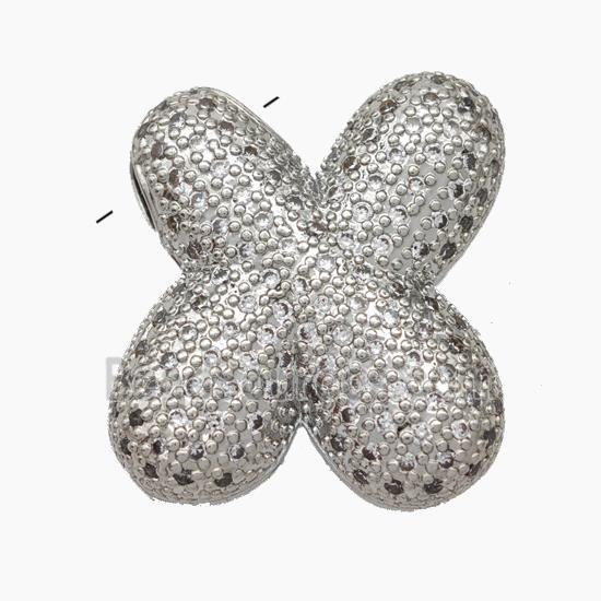 Copper Letter-X Pendant Pave Zirconia Platinum Plated