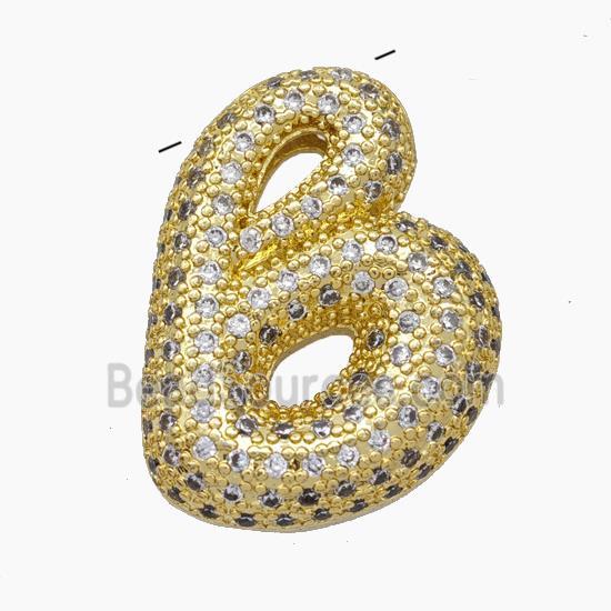 Copper Letter-B Pendant Pave Zirconia Gold Plated