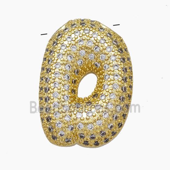 Copper Letter-D Pendant Pave Zirconia Gold Plated