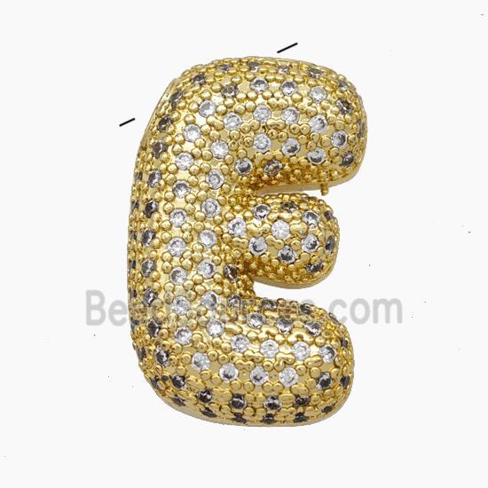 Copper Letter-E Pendant Pave Zirconia Gold Plated