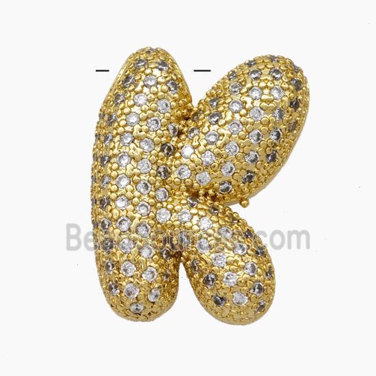 Copper Letter-K Pendant Pave Zirconia Gold Plated