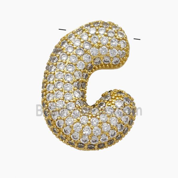 Copper Letter-C Pendant Pave Zirconia Gold Plated