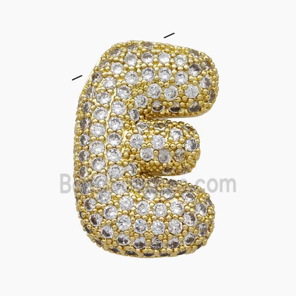 Copper Letter-E Pendant Pave Zirconia Gold Plated