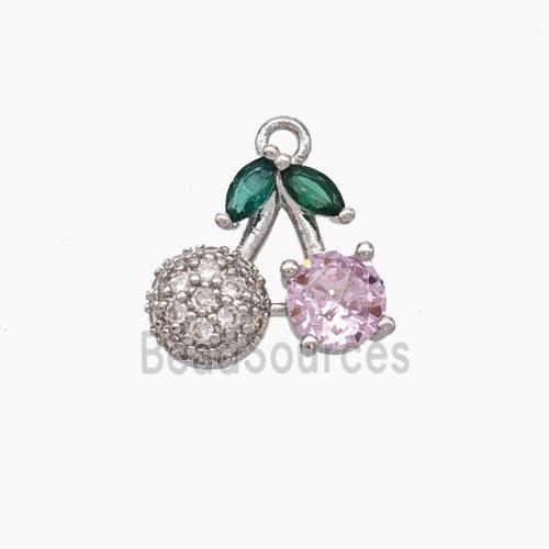 Copper Sherry Charms Pendant Micropave Zirconia Platinum Plated