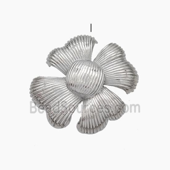 Copper Flower Pendant Platinum Plated