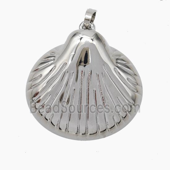 Scallop Shell Charms Copper Pendant Platinum Plated