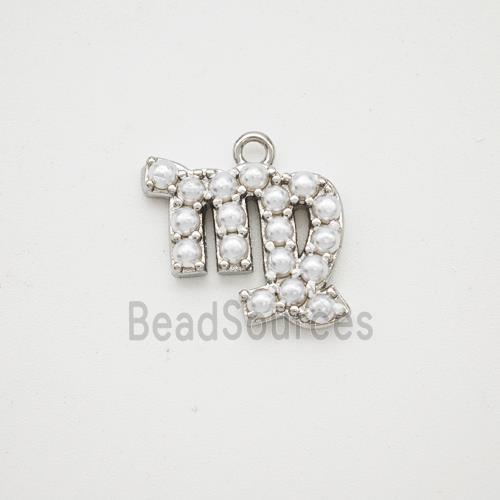Copper Pendant Pave Pearlized Resin Zodiac Virgo Platinum Plated