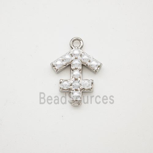 Copper Pendant Pave Pearlized Resin Zodiac Sagittarius Platinum Plated
