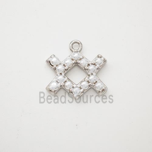 Copper Pendant Pave Pearlized Resin Zodiac Aquarius Platinum Plated