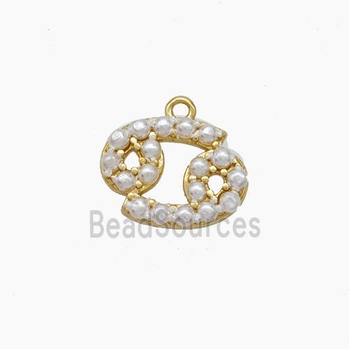 Copper Pendant Pave Pearlized Resin Zodiac Cancer Gold Plated