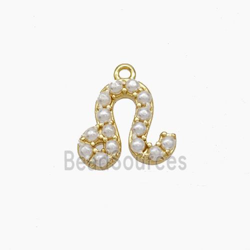 Copper Pendant Pave Pearlized Resin Zodiac Leo Gold Plated