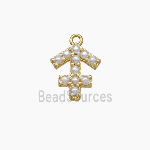 Copper Pendant Pave Pearlized Resin Zodiac Sagittarius Gold Plated