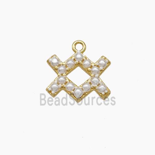 Copper Pendant Pave Pearlized Resin Zodiac Aquarius Gold Plated