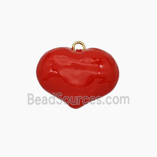 Copper Heart Pendant Red Enamel Gold Plated