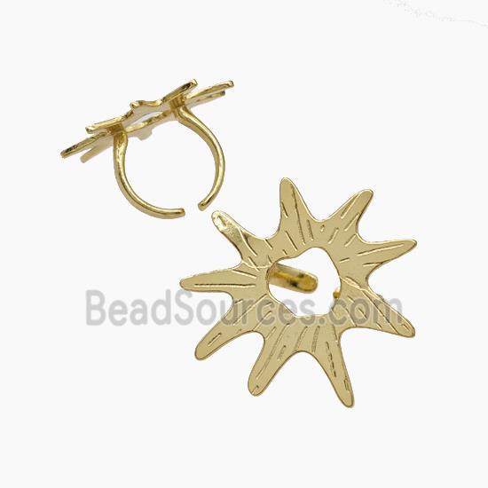 Copper Flower Rings Gold Plated