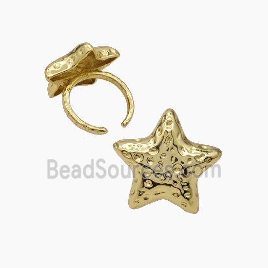 Copper Star Rings Hammered Gold Plated