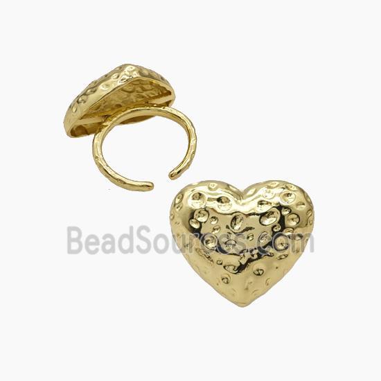 Copper Heart Rings Hammered Gold Plated