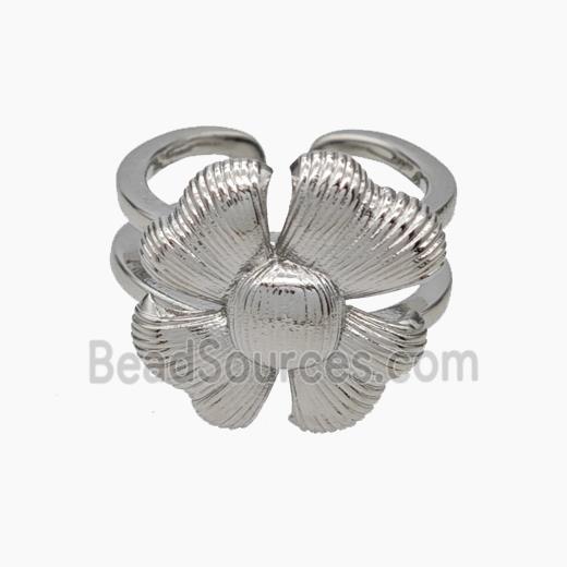 Copper Flower Rings Platinum Plated