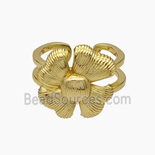 Copper Flower Rings Gold Plated