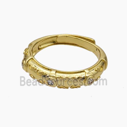 Copper Rings Pave Zirconia Adjustable Gold Plated