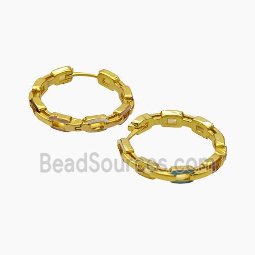 Copper Hoop Earrings Enamel Gold Plated