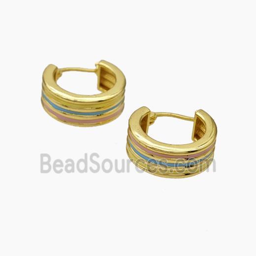 Copper Latchback Earrings Multicolor Enamel Gold Plated