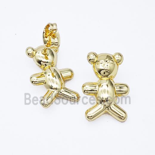 Copper Bear Stud Earrings Gold Plated