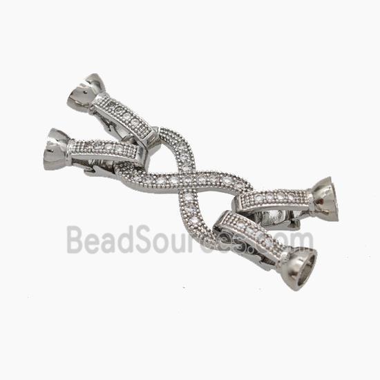 Copper Clasp Pave Zirconia Cord-End Infinity Platinum Plated