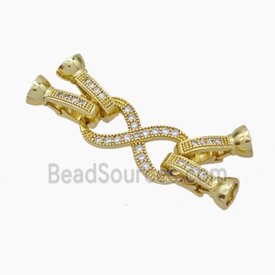 Copper Clasp Pave Zirconia Cord-End Infinity Gold Plated