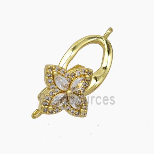 Copper Clasp Pave Zirconia Clover Gold Plated
