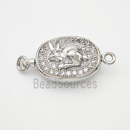 Copper Hare Connector Pave Zirconia Chinese Zodiac Platinum Plated