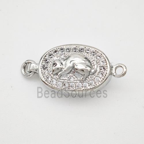 Copper Rat Connector Pave Zirconia Chinese Zodiac Platinum Plated