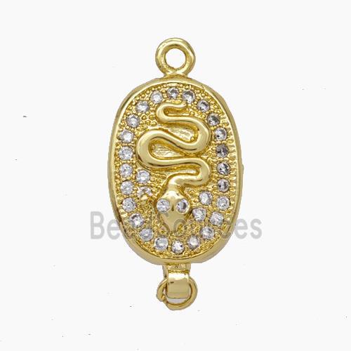 Copper Snake Connector Pave Zirconia Chinese Zodiac Gold Plated