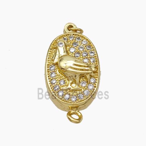 Copper Cock Connector Pave Zirconia Chinese Zodiac Gold Plated