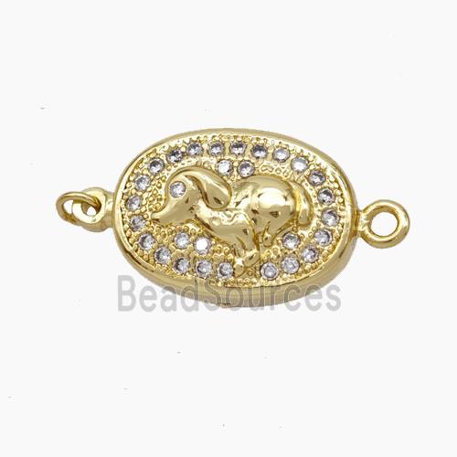 Copper Boar Connector Pave Zirconia Chinese Zodiac Gold Plated