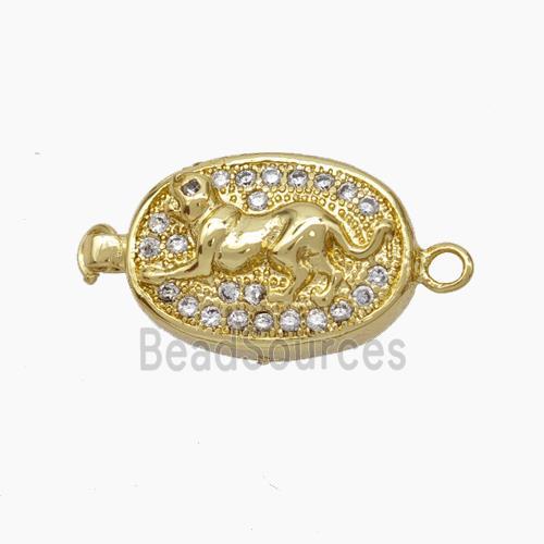 Copper Dog Connector Pave Zirconia Chinese Zodiac Gold Plated